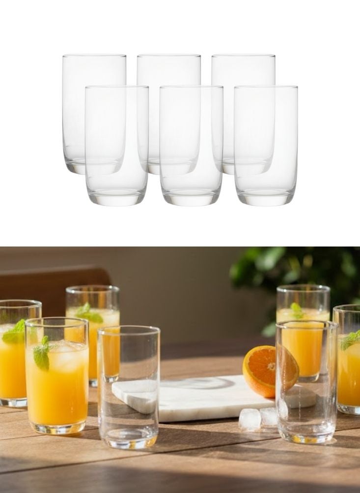 Clear Glass Drinking Tumblers Set – 6 Pcs Transparent Juice & Water Glasses for Daily Use